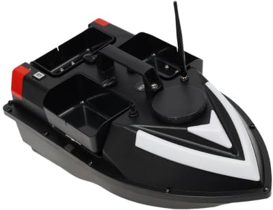 Wipportja 500m ABS Köderboot Angelköder Boot, Futterboot mit Echolot und 100 Fixpunkte, Fernbedienung Fischköder Boot, 5200mAh Schwarz