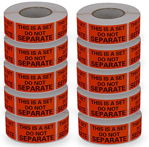 BETCKEY - Package Stickers 25mm x 50mm(1 x 2), 5000 Rotes Paket Warnung Aufkleber für keine Trennung, THIS IS A SET DO NOT SEPARATE, Achtung Versandaufkleber Paketaufkleber 10 Rollen