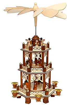 Holzpyramide in Natur/braun mit 3 Etagen, L/B/H ca. 19 x 16,5 x 43 cm