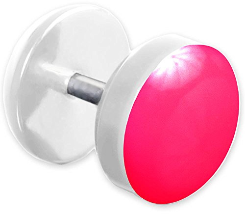 viva-adorno 1 Stück Fake Plug Ohrstecker Edelstahl Acryl weiß mit farbig emaillierter Front Z465