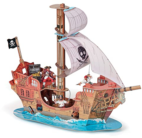 Papo – Piratenschiff, episches Abenteuer auf den Meeren, Spielzeug für Kinder, Korsaren und verborgene Schätze, regt die Fantasie an, perfekt für Entwicklung und kreatives Spielen ab 3 Jahren. 55*47cm