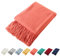 Homiest Dekorative Strickdecke mit Fransen, weich und gemütlich, für Couch, Sofa, Bett, Orange, 50 x 60 cm