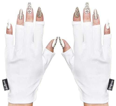 ManiGlovz - The Original UPF 50+ UV Light Protective Nail Gloves | Gel Manicure Gloves and Anti UV Fingerless Gloves for Women | Can be Used as Sun Protection Gloves for Driving | White