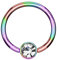 Piercingfaktor BCR Piercing Klemmring Ring Flach mit Kristall Klemm Kugel Septum Nasen Lippen Helix Ohr Tragus Rainbow 1,2mm x 8mm x 3mm