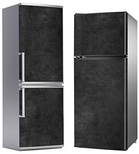 MEGADECOR Vinyle adhésif décoratif pour réfrigérateur, spécial sans bulles, béton poli noir (185 cm x 60 cm)