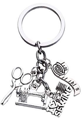 Amosfun Metall Schlüsselbund Knopf Lineal Schlüsselanhänger Nähen Schlüsselring Tasche Kostüm Designer Geschenk Anhänger Ornamente Schlüsselanhänger für Autoschlüssel (Style2)