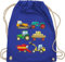 Turnbeutel Rucksack - Kinder Traktor Bagger und Co. - Traktoren - Unisize - Royalblau - beutel kita kinderrucksack fahrzeuge träcker stoffrucksack kindergartenrucksack flugzeugen trecker