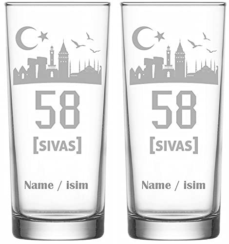 Raki Gläser mit Gravur Glas Bardagi Bardak Rakigläser mit Namen isimli hediye Türkiye Türkei 58 Sivas