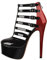 Only maker Women's Plattform Pumps Stilettos T Straps Buckles Skyhigh Heels Cut Out Boots Pole Dance Shoes Red Black EU 39