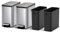 EKO Slim Small Bathroom Trash Can with Lid, Stainless Steel Kitchen Garbage Can with Removable Inner Bucket, 6L / 1.6 Gal 2 Pack Step On Trash Can Combo