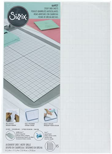 Sizzix Sizzx Accessory Sticky Grid Blätter 8 1/4 „x 11 5/8 5PK | 664927 | Kapitel 3 2022, Multicolour, One Size