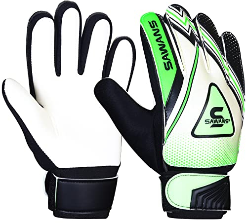 Guanti da portiere da calcio Ragazzi Bambini Bambini Giovani adulti Protezione da portiere di calcio Guanti da portiere Supporto per le (Nero/Verde, Taglia 2 adatta per bambini dai 4 ai 5 anni)