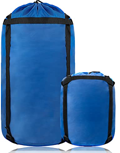 YINXN Ultra 46L Lightweight Waterproof Compression Stuff Sack for Sleeping Bag - Large Capacity Compact Nylon Storage Bag for Camping, Hiking, Backpacking Gear, Blue