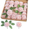 homEdge Rose artificiali, 25 fiori artificiali in schiuma con stelo per decorazioni domestiche, bouquet di nozze, feste, certerpiece, anniversari, rosa champagne