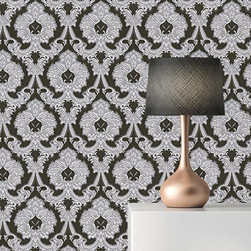 TADESSI Tapete Barock Gioele M1-No.2236 | Papiertapete | Silber | Schwarz | Ornament | Klassik