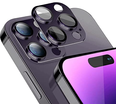 Niboow Caméra Arrière Protecteur Compatible avec iPhone 14 Pro/14 Pro Max, [Anti-Rayures] Verre Trempé Alliage D'aluminium Caméra Lentille Coque, Protection écran pour iPhone 14 Pro/14 Pro Max-Violet