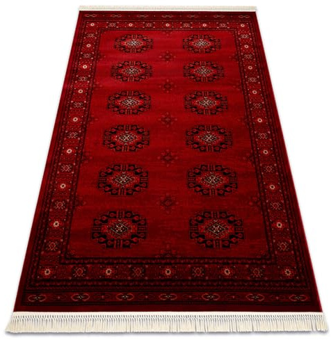 rugsx Orient 6871 Burgund Schwarz Teppich mit Fransen Wohnzimmer 200x290 cm