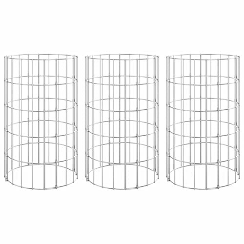 Festnight Gabionen Hochbeet 3er Set Rund Steinkorb Gabionenkorb Steingabionen Gabionen-Wand Mauer Drahtkorb Verzinkter Stahl Ø30x50 cm