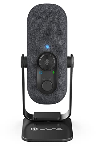 JLab Go Talk USB Microphone | Black | USB-C Output | Cardioid or Omnidirectional | 96k Sample Rate | 20Hz - 20kHz Frequency Response | Volume Control and Quick Mute | 3.5mm AUX | Plug and Play