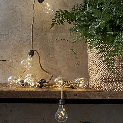 Star Trading Guirlande lumineuse LED de 2,55 m avec 10 ampoules, pour l'intérieur, à piles, avec minuterie, lumière blanche chaude, IP20, ampoules décoratives pour l'intérieur