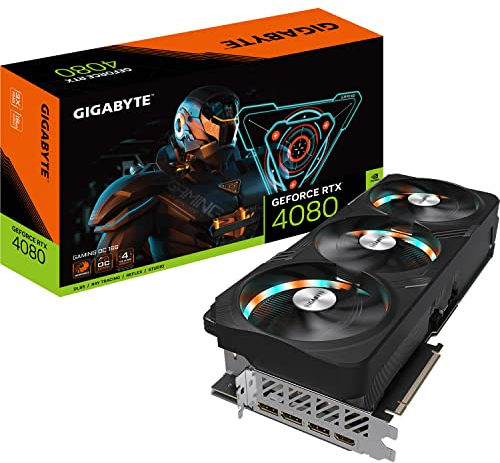 GIGABYTE GeForce RTX 4080 GAMING OC 16GB Graphics Card - 16GB DDR6X, 192bit, PCI-E 4.0, Core 2535Mhz, RGB, Anti-sag bracket, DP 1.4, HDMI 2.1a, NVIDIA DLSS 3, GV-N4080GAMING OC-16GD