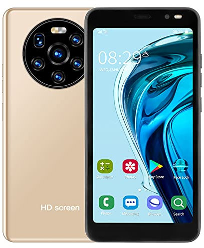 Luqeeg 3G Smartphone Offerta del Giorno, Android Smartphone Economici in Offerta, Schermo Full HD 5.45 Pollici, Dual SIM Telefoni Cellulari Sbloccati, 128GB Espandibili, WiFi, BT, FM, GPS (Oro)