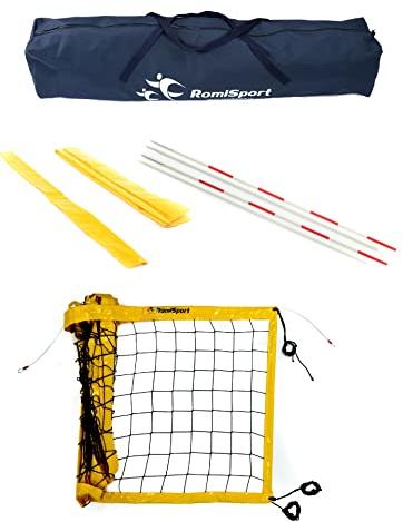 Professionelles Netz für Beachvolleyball Volleyball-Set 8.5m professionelles Netz mit Antennen und Taschen zum Strandvolleyball Gelb Wetterfest Indoor Outdoor Garten Strand Sport