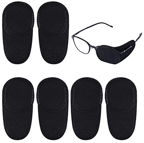 6pcs Augenklappen für Brillen, Wiederverwendbar Augenklappe zum Abdecken des Linken Rechten Auges für Kinder und Erwachsene Faules Auge Amblyopie Strabismus (Schwarz, Große Größe)