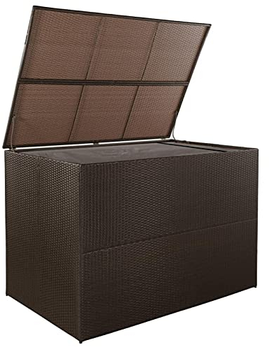 Keketa Gartenbox Auflagenbox Kissenbox Garten Gartentruhe Aufbewahrungsbox Kissentruhe Gartentruhe für Balkon Garten Terrasse Braun 150x100x100 cm Poly Rattan