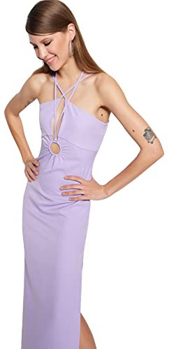 Trendyol Women Shift Fitted Woven Evening Dress Vestito, Lilla, 44 Donna