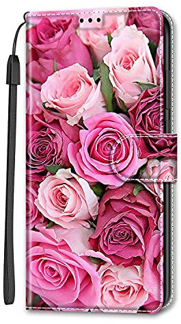 Dfjhure iPhone SE 2022/SE 2020/8/7 Flip Case - PU Leather & Silicone Shockproof Cover - Flower Pattern - Magnetic Closure - Card Holder - Stand Feature
