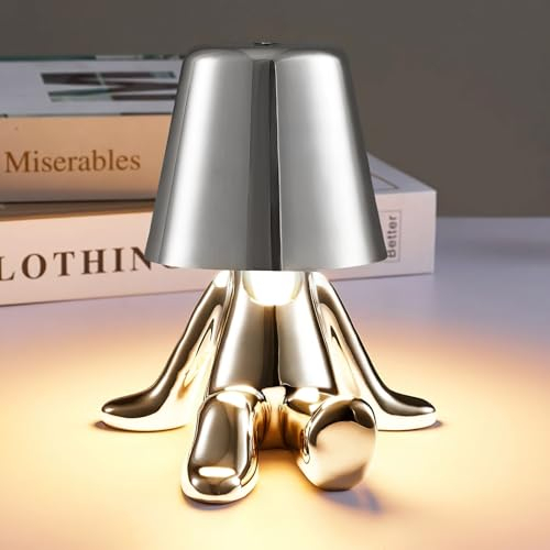 Tischlampe mit Touch Steuerung, Thinker Statue Man Dekorative LED Schreibtischlampe, USB Charging 3 Helligkeitsstufen Dimmbare Nachttischlampe für Schlafzimmer Wohnzimmer Büro Dekoratio Geschenk