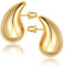 Chunky Drop Earrings For Women 18k Gold Plated Teardrop Earrings Chunky Gold Earrings Chunky Gold Hoop Earrings Tear Drop Earrings Hypoallergenic Earrings Waterdrop Earrings Jewelry For Women Girls