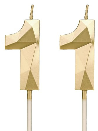 Geburtstagskerzen Zahlen 11，3D Gold Kerzen Geburtstag für Kuchen geburtstagsdeko, Geburtstag Kerzen Zahlen, Geburtstagskerzen Kinder für Partys, Hochzeiten, Firmenfeiern, Jubiläen (Gold, 11)