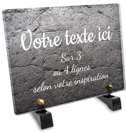 Placa funeraria rectangular personalizable en plexi con diseño de piedra, diferentes tamaños, grosor 6 mm, personalizado en varias líneas 20 x 15 cm