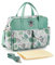 Lazeny Baby Wickelrucksack Wickeltasche Rucksack Multifunktional Mutter Babytasche Mama Reisetasche mit Wickelunterlage und Kinderwagengurten Große Kapazität Tasche Reise Backapack (Grün Blätter)