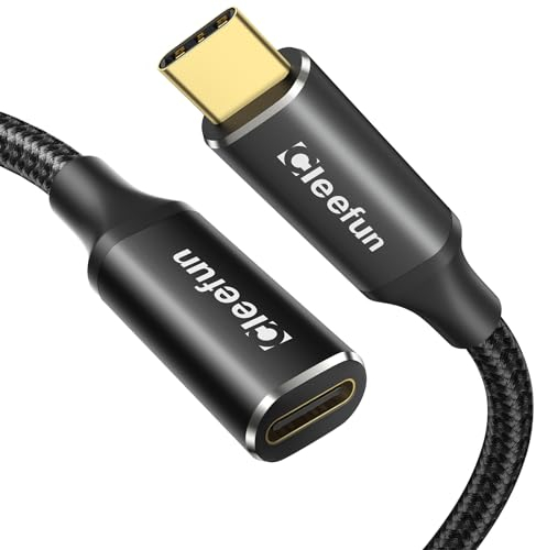 CLEEFUN Cable Alargador USB C Corto 0,5M, USB3.2 10Gbps USB C Extension, Soporta 100W Carga 4K y 60Hz Transmisión para iPhone 16 15 Pro Max, Macbook Pro Air, Galaxy Tab S10 S9 Ultra