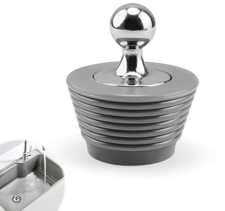 LERANXIN Spülbecken Stöpsel | Abflussstöpsel mit Zinklegierung Griff & Geruchsstopp, Universal für Badewanne/Küchenspüle (Grau, Spiralform)