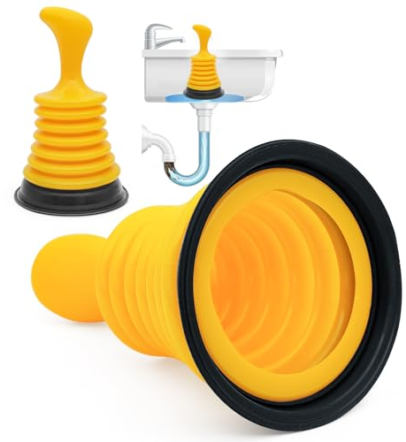 Desatascador fregadero, Desatascar fregadero, para Fregadero Desatascador de Drenaje Desatascador de Desagüe Desatascador de Mano Desastascador Manual para Baño Cocina (Amarillo)