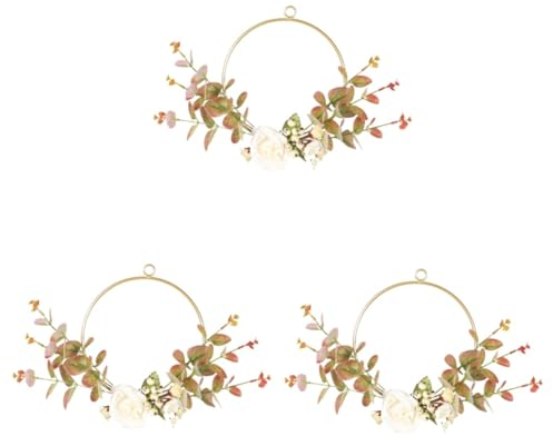 Zerodeko 3 STK künstlicher Rosenkranz Blumendekor Dekoration Mittelstücke Ornament künstliche Pflanzen Kranz Eukalyptus Ring Dekorationen Weidenblätter Anlage schmücken