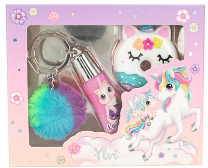 Depesche 11712 Ylvi - Lipgloss Set im Einhorn-Design für Kinder, 2 Glosse mit fruchtigem Duft, inkl. Anhänger