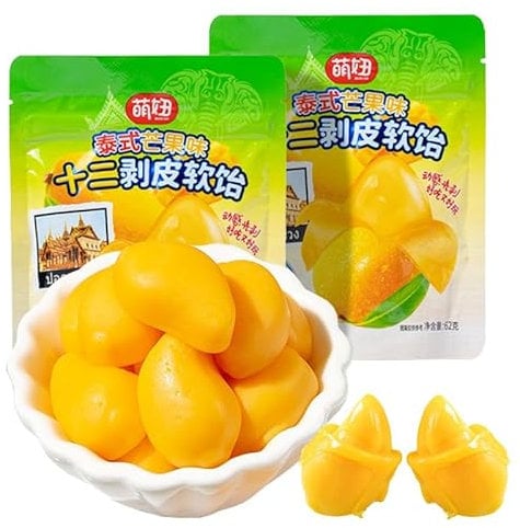 Mango soft candy, peeled fruit, casual snacks,Gummy candy,New Year candy, delicious sweet candy,soft candy,snack,wedding candy, snack gifts (1bag)