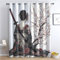 Rideau Occultant Samouraï Japonais, Rideau Isolant Thermique pour Salon Chambre, Rideaux Motif Fleur de Cerisier, Rideau Opaque à Oeillets, Lot de 2 Rideaux et Draperies Intérieur 140x200cm LxH