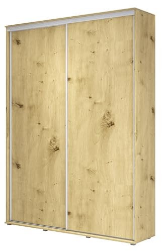 Meble Slupia - ZUZA Garderobenschrank - Kleiderschrank Schiebetüren - 100 x 242 x 45 cm - Kleiderstange Schrank - Kleider Schrank für Schlafzimmer, Flur, Jugendzimmer - Eiche Artisan