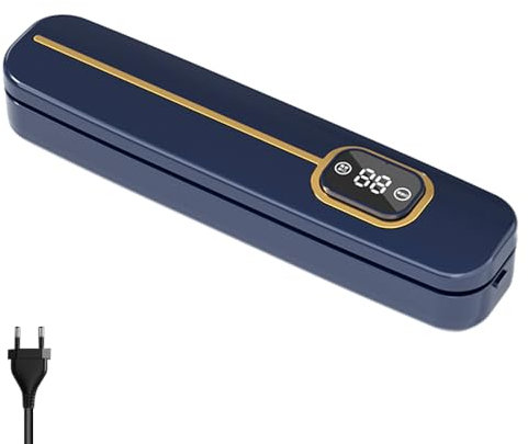 Vakuumiergerät mit 10 Vakuumierbeutel, Tragbar Vakuumierer, 25cm Längen, Automatischer Folienschweißgerät mit -60kPa Großer Saug für Trockene Oder Feuchte Lebensmittel