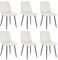 Esszimmerstühle 6er Set Creme – Samt Gepolstert mit Rautensteppung – Metallbeine Schwarz – Inkl. Handwischmopp Geschenk – Modern & Bequem für Küche & Wohnzimmer