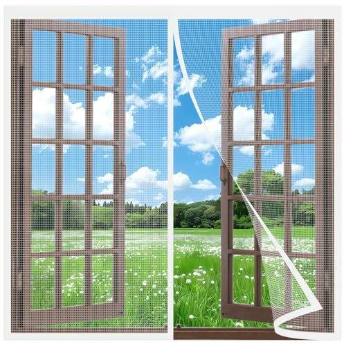 Magnet Fliegengitter Fenster,230x90cm net Insektenschutz Tür Vorhang,Polyester Lamellenvorhang mit Klemmleiste Fliegenvorhang Weiß