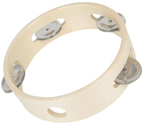 JEWEDECO Percussion-glockenläuten Percussion-tamburin-spielzeug Tragbare Handglocken Glocken Spielzeug Hand Tamburin Handschüttelnde Spielzeuge Glocke Zum Händeschütteln Beige Holz