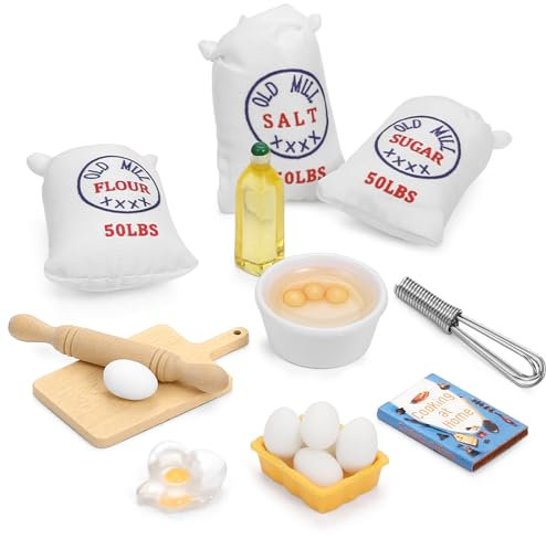 Kesote Wichtel Zubehör Weihnachten Wichtel Set Backen 17 PCS Wichtelzubehör 1/12 Puppenhaus Zubehör Miniatur Deko für Wichtelhaus Wichteltür Weihnachtswichtel Küche DIY