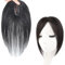 Natürlicher Schwarzer Haar-Topper for Frauen 100% Echthaar-Haarteile 9 X 10 Cm Basis-Clip-Perücken for Leichten Haarausfall/dünner Werdendes Haar/graues Haar